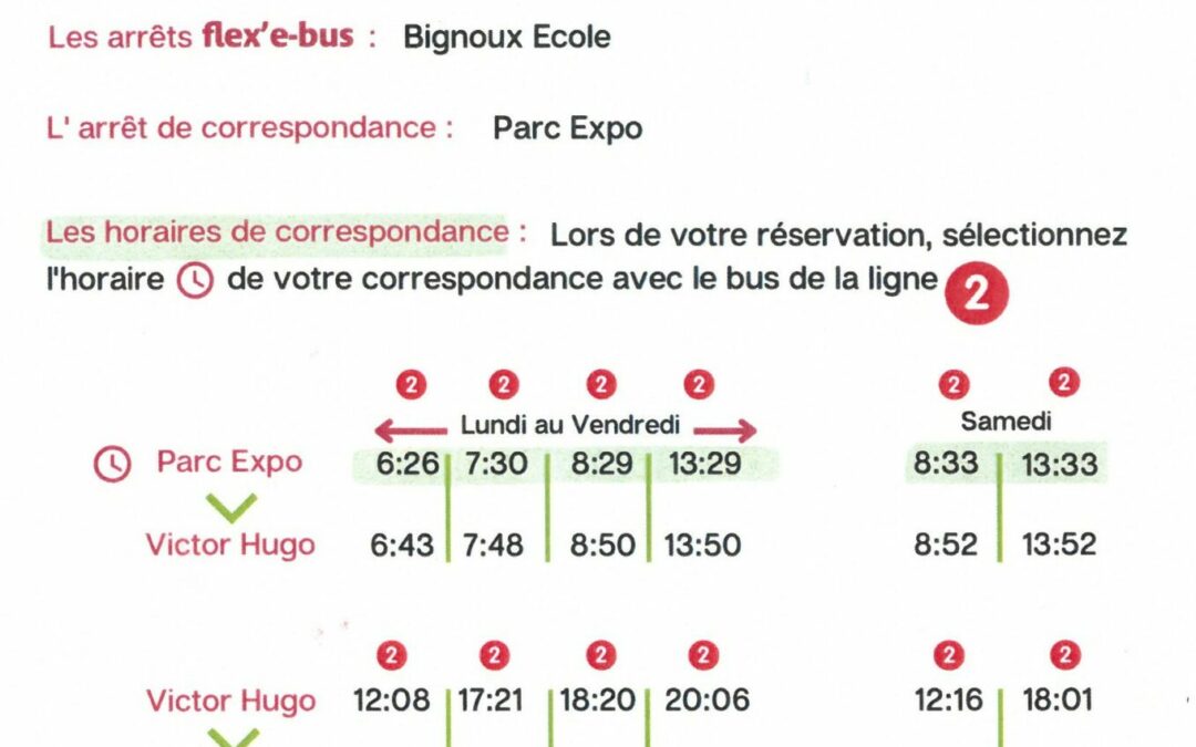 FLEX’ E-BUS: HORAIRES D’ÉTÉ